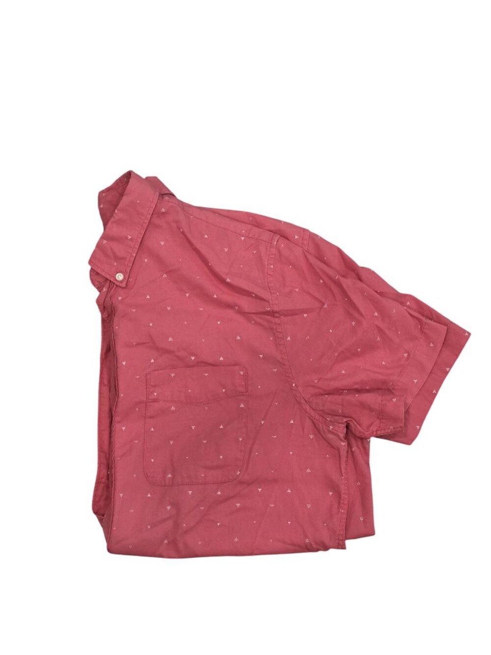 American Eagle Mens salmon pink Button-Up Short Sleeve Shirt W/ Micro Triangle L